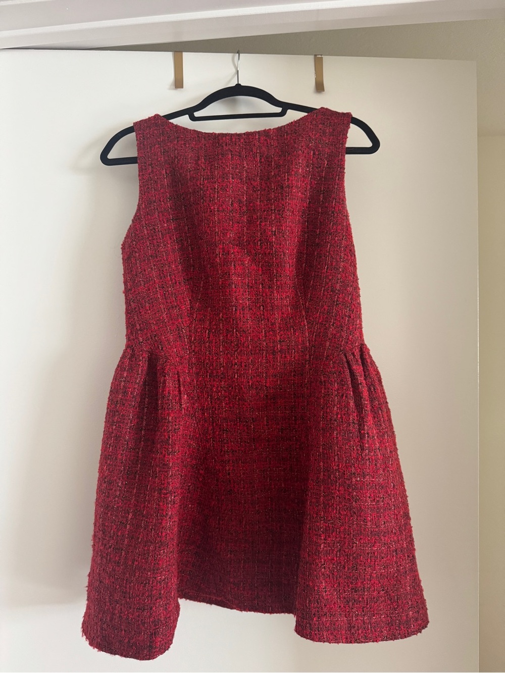 Cider Red Tweed Sleeveless Fit-and-Flare Mini Dress